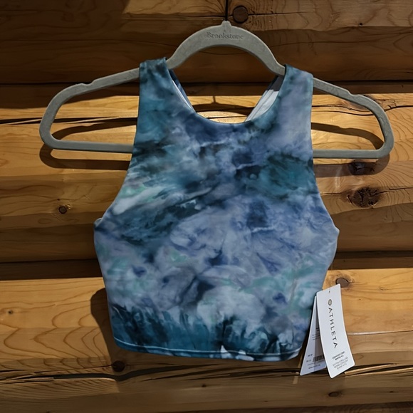Athleta NWT Conscious Crop Printed A-C Bra Size XS in  Blue/Green Tie Dye - Picture 5 of 12